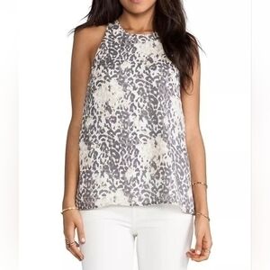 Joie Brighton silk leopard print racerback lined sleeveless top